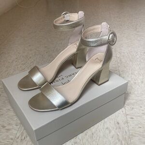 Marc Fisher Karlee Gold Block Heel Sandal
